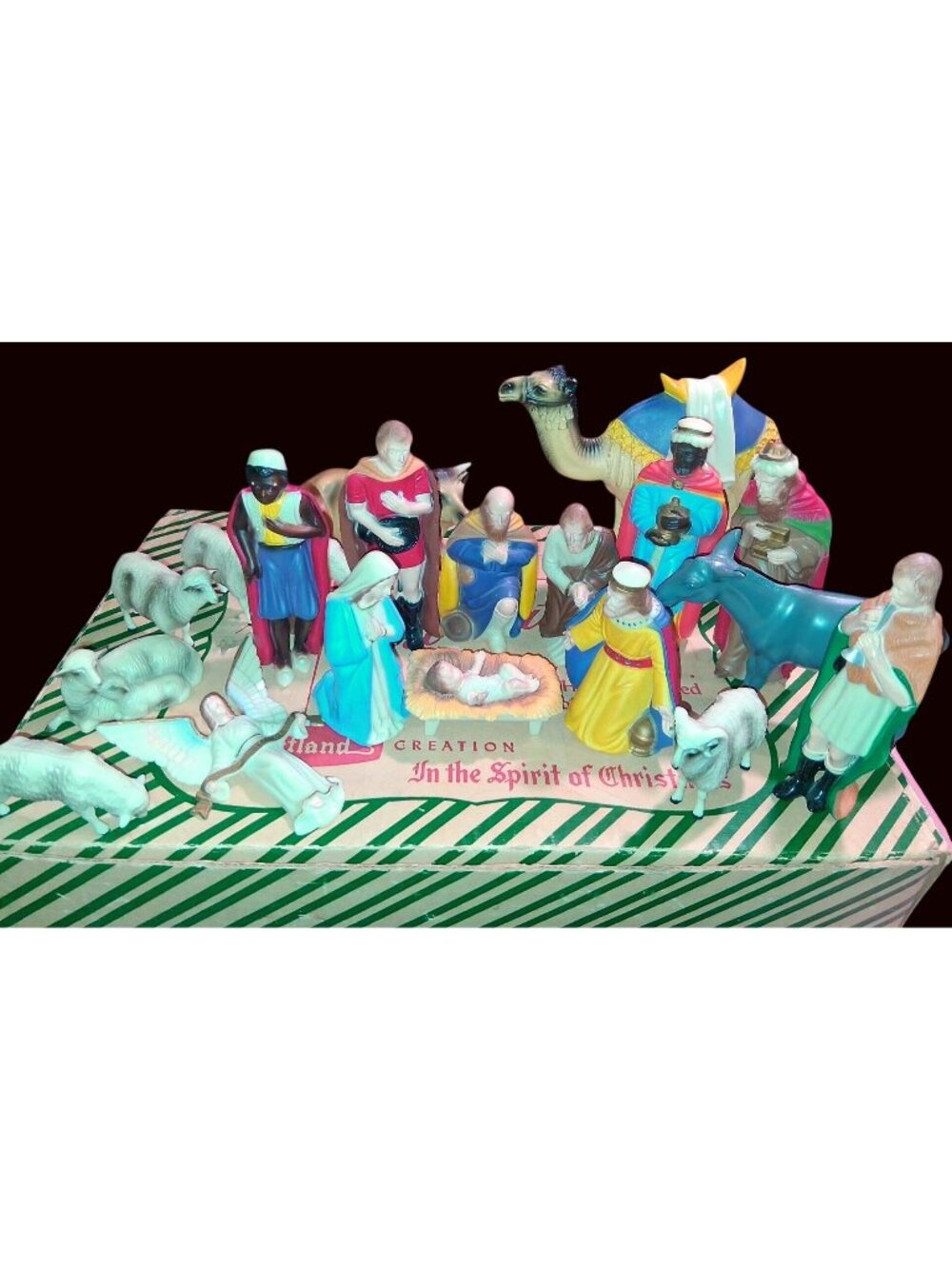 Vintage Hartland Nativity Set With Original Box - Hand Decorated Unbreakable Chr